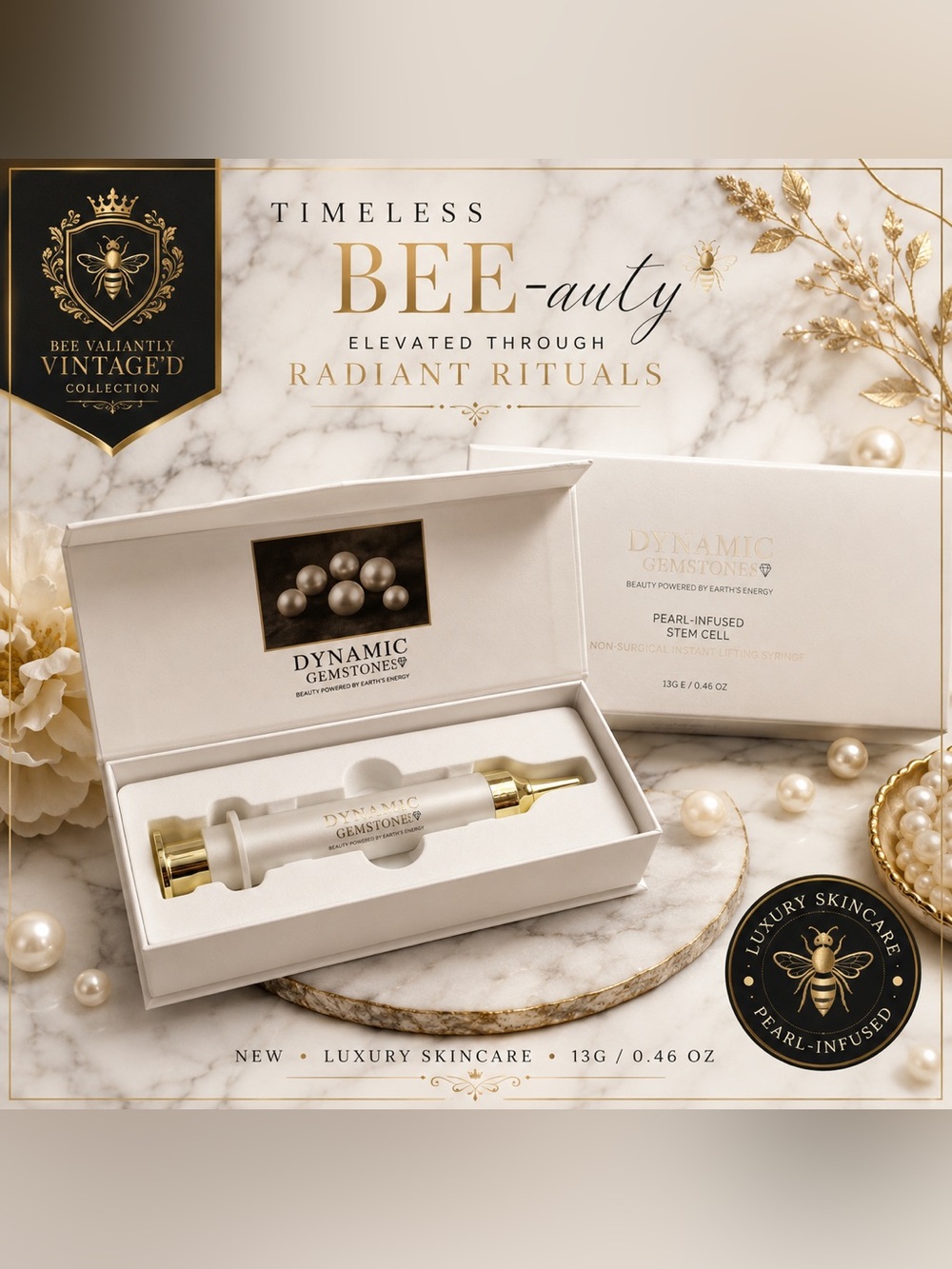 Dynamic Gemstones Pearl-Infused Stem Cell Instant Lifting Syringe NIB